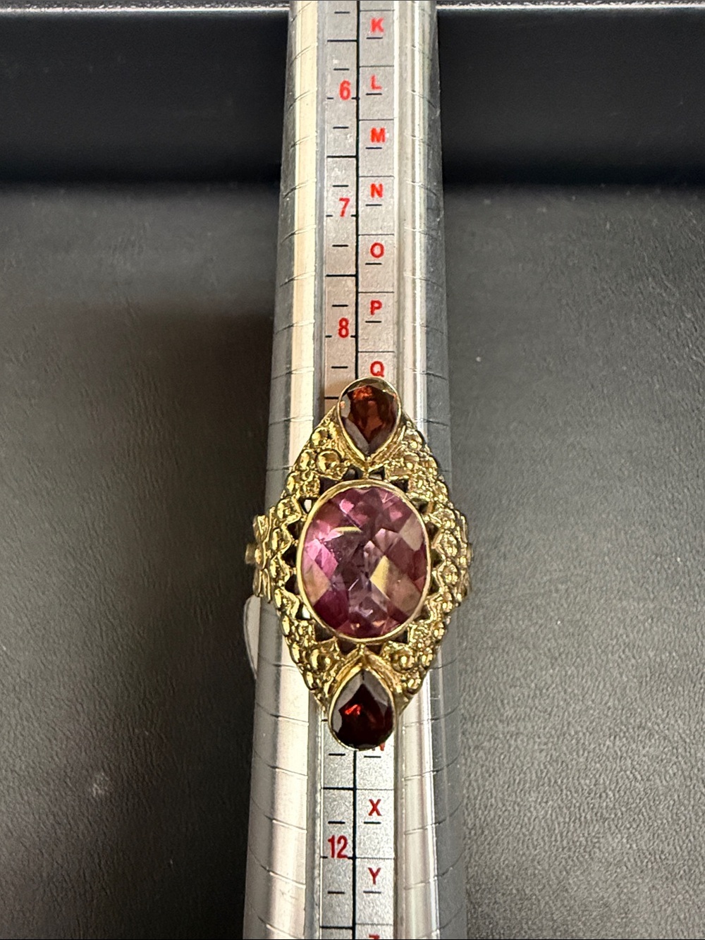 Gold-Tone Pink Gemstone Statement Ring